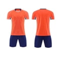 thumbnail image 2 of Amidoa Boys Summer Athletic 2 Piece Outfits Performance CrewNeck Short Sleeve and Elastic Waist Active Casual Short Kids Clothing Set Orange Size 2XS, 2 of 6