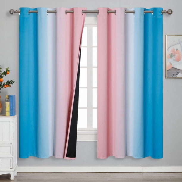 Cortinas Blackout Ombre Rosa/Azul Estelar Textiler 180x183 cm