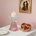 thumbnail image 3 of Upgraded Vintage Pinky Glass Candle Holders Romantic Floral Taper Candle Stand Home Decor Crystal Style Valentines Day Gift For Women, 3 of 4