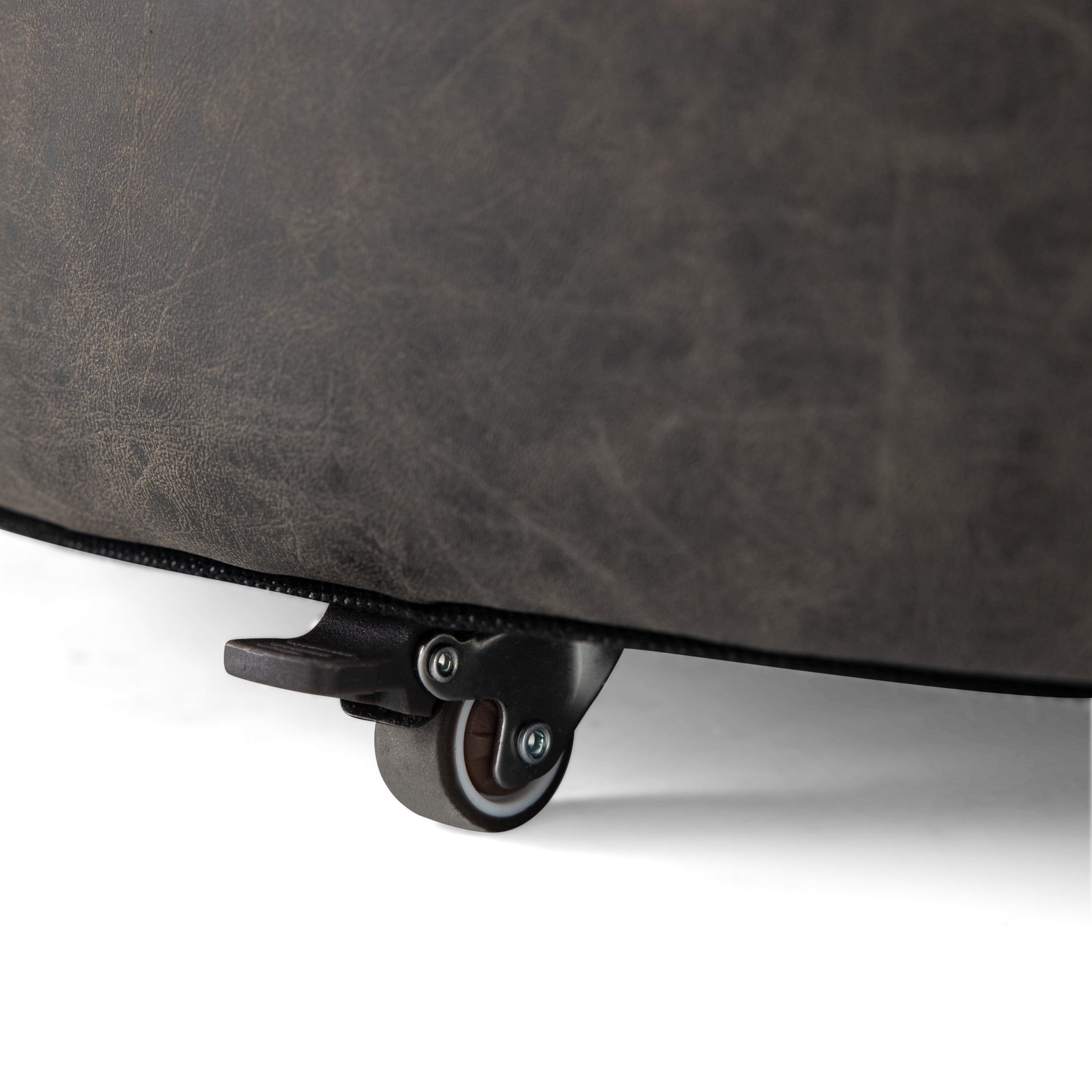 Christopher Knight Home 30" Round Storage Ottoman with Wheels, Removable Wood Lid, Gray