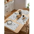 thumbnail image 4 of Placemats Set of 6, Cotton Linen Heat Table Mats Non-Slip Washable Gray Botanical Leaves Trees Ink Painting Placemat for Holiday Banquet Dining Kitchen Table Decor, 4 of 5