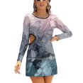 thumbnail image 1 of Robe Grise Abstraite Fluide à Col Carré Imprimé Mignon Robe de Plage Élégante pour Fête, 1 of 5