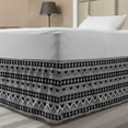 thumbnail image 1 of Aztec Bed Skirt, Monochrome Style Aboriginal Horizontal Motifs in Tribal and Cultural Feels, Elastic Bedskirt Dust Ruffle Wrap Around for Bedding Decor, 4 Sizes, Charcoal Grey White, by Ambesonne, 1 of 2