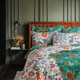 thumbnail image 4 of Levtex Home - Carmina Quilt Set - King Quilt and Two King Shams - Floral Vines - Off White Red Orange Blue Green - Quilt (106x92in.) and Shams (20x36in.) - Reversible - Cotton, 4 of 9