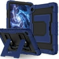 thumbnail image 3 of ELEHOLD 3-Layer Rugged Case For Samsung Galaxy Tab A9+ Heavy Duty Shockproof Cover, Drop Protection Kickstand  Shock-Absorbent Protective Case Cover with Shoulder Strap, Navyblue+Black, 3 of 9