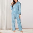 thumbnail image 2 of Salouo Snowflake Snowing Pattern Women's Pajamas Set Long Sleeve Button Down Sleepwear Soft Pj Lounge Sets for women 2 Piece Pjs Set with Long Pants-XX-Large, 2 of 7