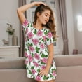 thumbnail image 3 of Lsque Rose Flowers Pattern Nightgowns for Women Sleep Shirts Short Sleeve Nightshirt Pullover Nightdress Soft Sleepwear Relaxed Fit Nightdress, 3 of 6