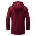 thumbnail image 4 of Ceisia Men's Solid Hooded Wool Blend Coat Zip Button Hybrid Windproof Long Sleeve Outerwear Gift, 4 of 8