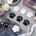 thumbnail image 2 of 24 parches autoadhesivos con estampado de huellas de chenilla, parches para planchar con estampado de huellas de perros y gatos (blanco, negro con borde plateado), 2 of 5