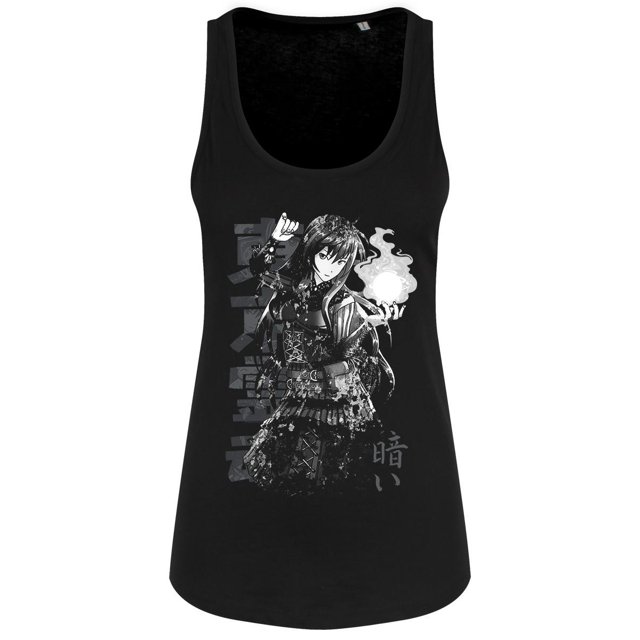 Tokyo Spirit - Camiseta Sin Mangas de Kurai Monocromático para Mujer (Negro)