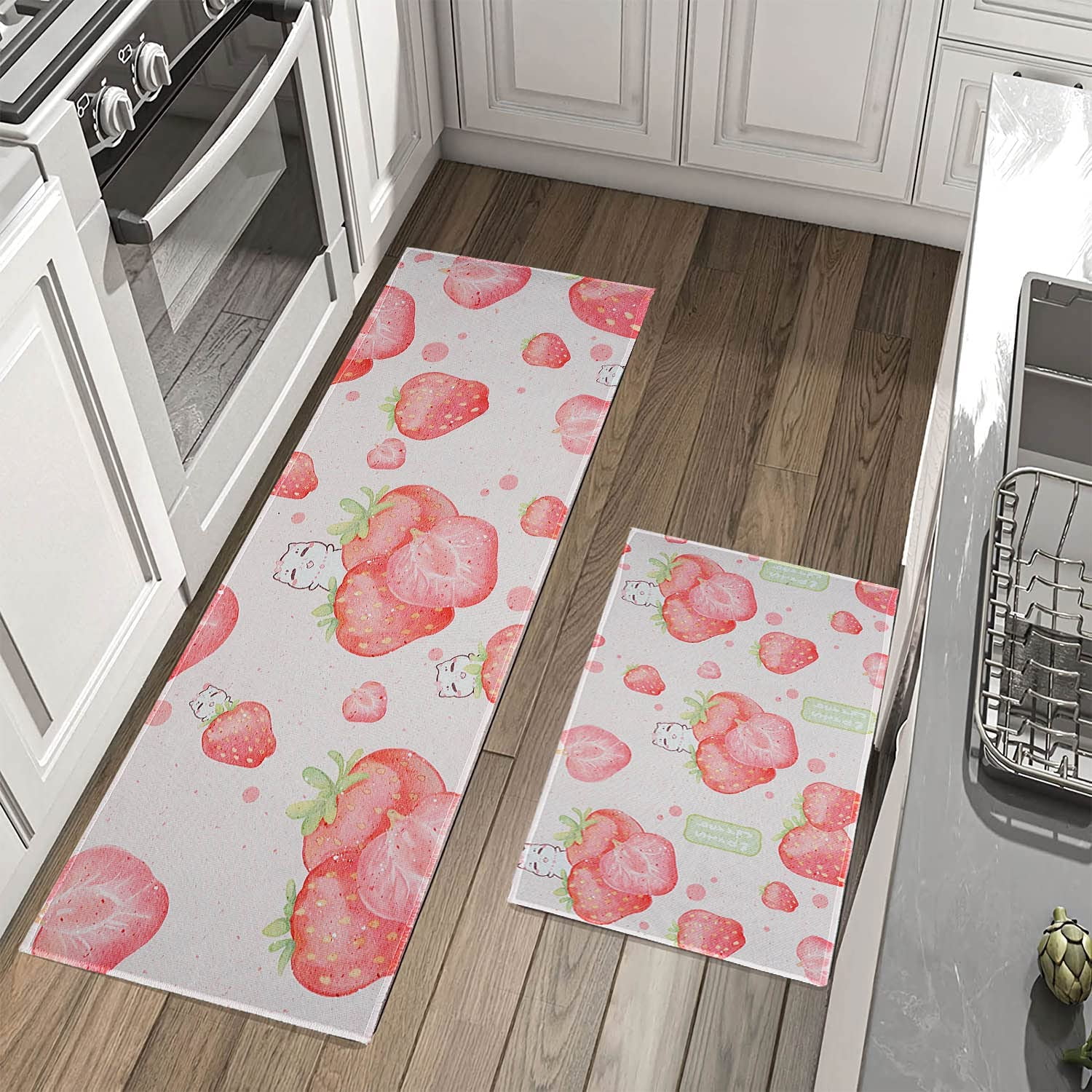 Multifunctional Long Strip Strawberry Cat Rugs Summer Series Non-Slip ...