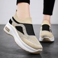 thumbnail image 2 of NOKIO Women's Mesh Slip On Walking Shoes Fashion Spring And Summer Women Sports Shoes Thick Sole Middle Heel Slip On Mesh Breathable Colorblock Casual Style Sneakers for Travel Work Walking, 2 of 9