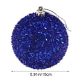 thumbnail image 3 of 15 Centimeter Large Blue Glitter Christmas Ball Ornament, Sparkly Fluffy Hanging Ball for Christmas Tree, Wreath, Holiday Parties Decoration, 3 of 9