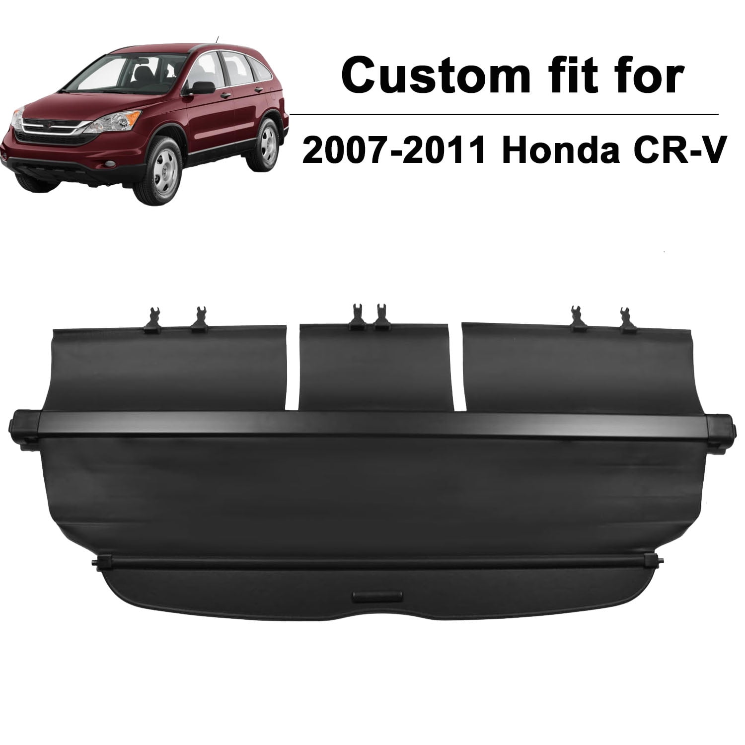 Fit Honda CR-V 2007-2011 Retractable Cargo Cover for 2007 2008 2009 2010 2011 Honda CRV SUV Rear Trunk Privacy Shade Accessory Black