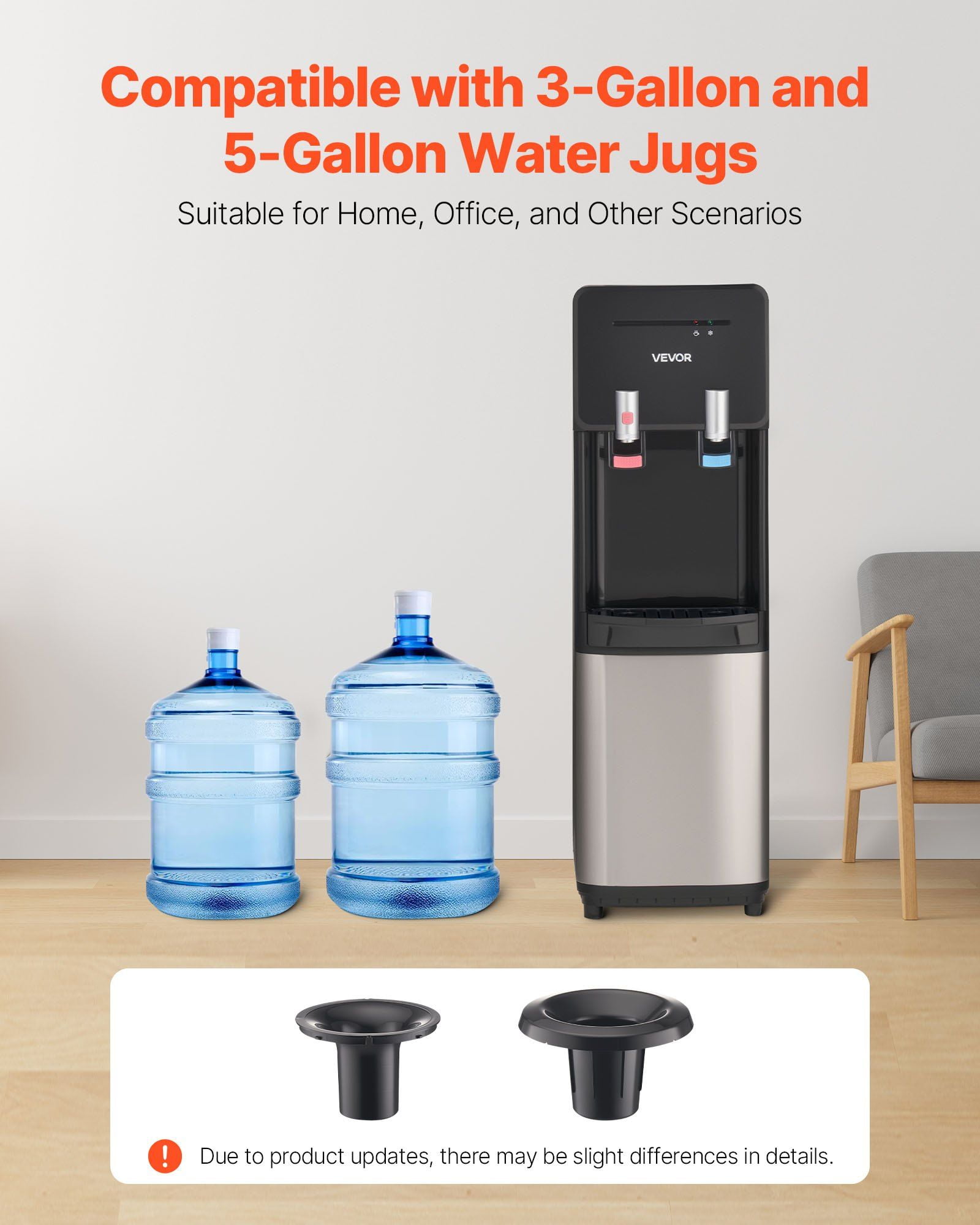 Top Loading Water Dispenser – Stainless Steel, Fits Standard 3 & 5 Gallon Jugs