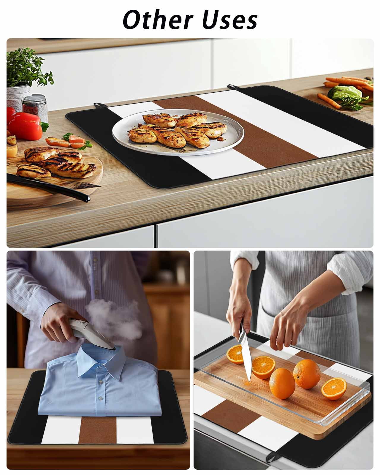Stove Top Covers for Electric Stove, Brown Black White Boho Glass Stovetop Cover Protector, Contemporary Modern Art Induction Cooktop Protector Oven Mat for Kitchen Countertop 24"x21"