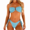 thumbnail image 5 of QUNYINEY Blue Bikinis for Women 2 Piece Triangle String High Waisted Swimsuits Twist Front Women Swimsuit Sets, 5 of 5