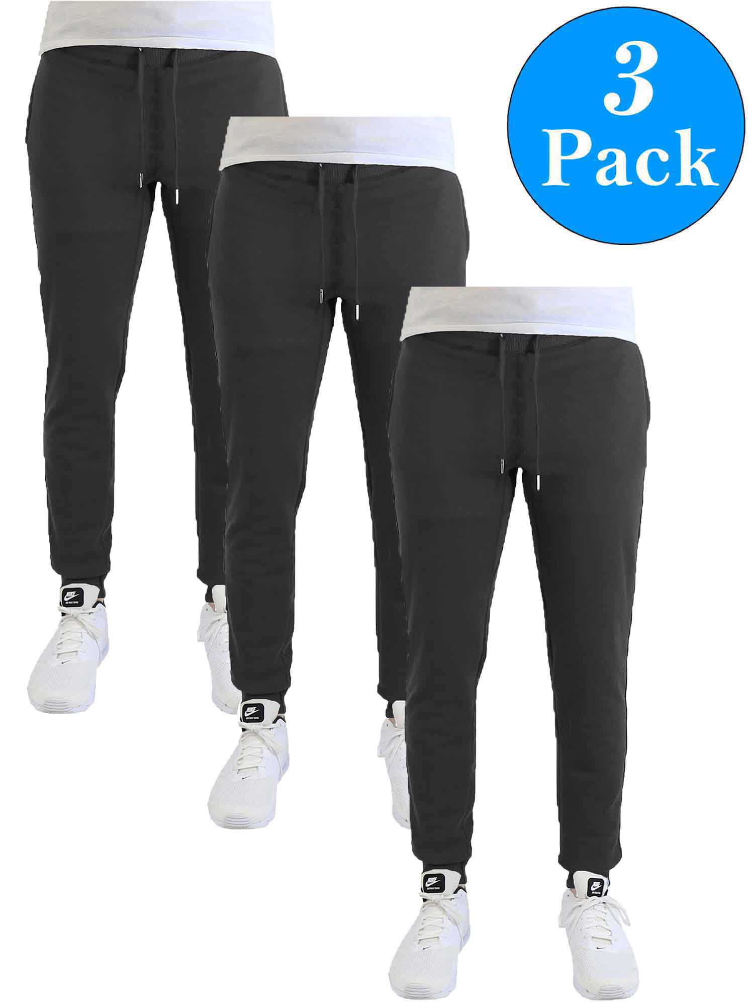 Men's Soft-Fleece Joggers With Zipper Pockets (3-Pack) - Walmart.com