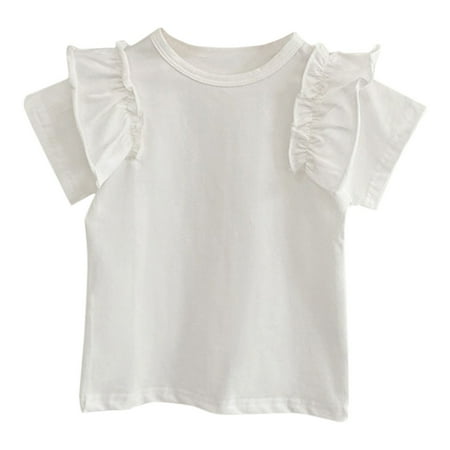 

ZMHEGW Children s Summer T Shirt Short Sleeve Round Neck Solid Color Top Casual Going Out for 1 To 7 Years Toddler Boys Girls T Shirts