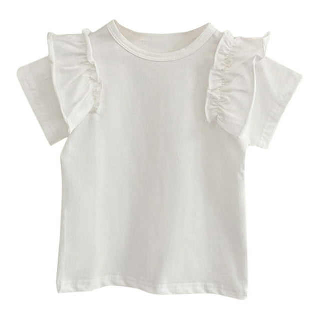 T-Shirt d'Été pour Enfants 2025, Manches Courtes, Col Rond, Chandail, Couleur Unie, Décontracté, Manches Longues, pour Sortir, pour 1 An Ou Plus
