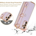 thumbnail image 4 of Samsung Galaxy A14 5G Case with Wrist Strap,Luxury Cute Plating Edge Love Hearts Pattern for Girls Women, Finger Holder Kickstand Soft Shockproof Phone Case for Galaxy A14 6.6",Purple, 4 of 15
