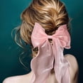 thumbnail image 5 of 2Pcs Large Hair Bow Clips, Silk Yarn Ribbon Bow Hair Barrette for Women, Elegant Long Tail Bowknot French Hair Accessories for Wedding, Parties, Festivals, 5 of 8