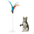 thumbnail image 3 of 2PCS Cat Teaser Wand Faux Feather Mouse Bell Spring Suction Cup Cat Wand Cat Toy, 3 of 10