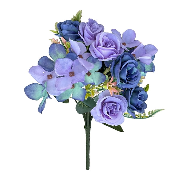 1Pcs Purple and Blue Artificial Fall Flowers Bouquet, Fake Autumn Flower Arrangement for Home Decor, 12In