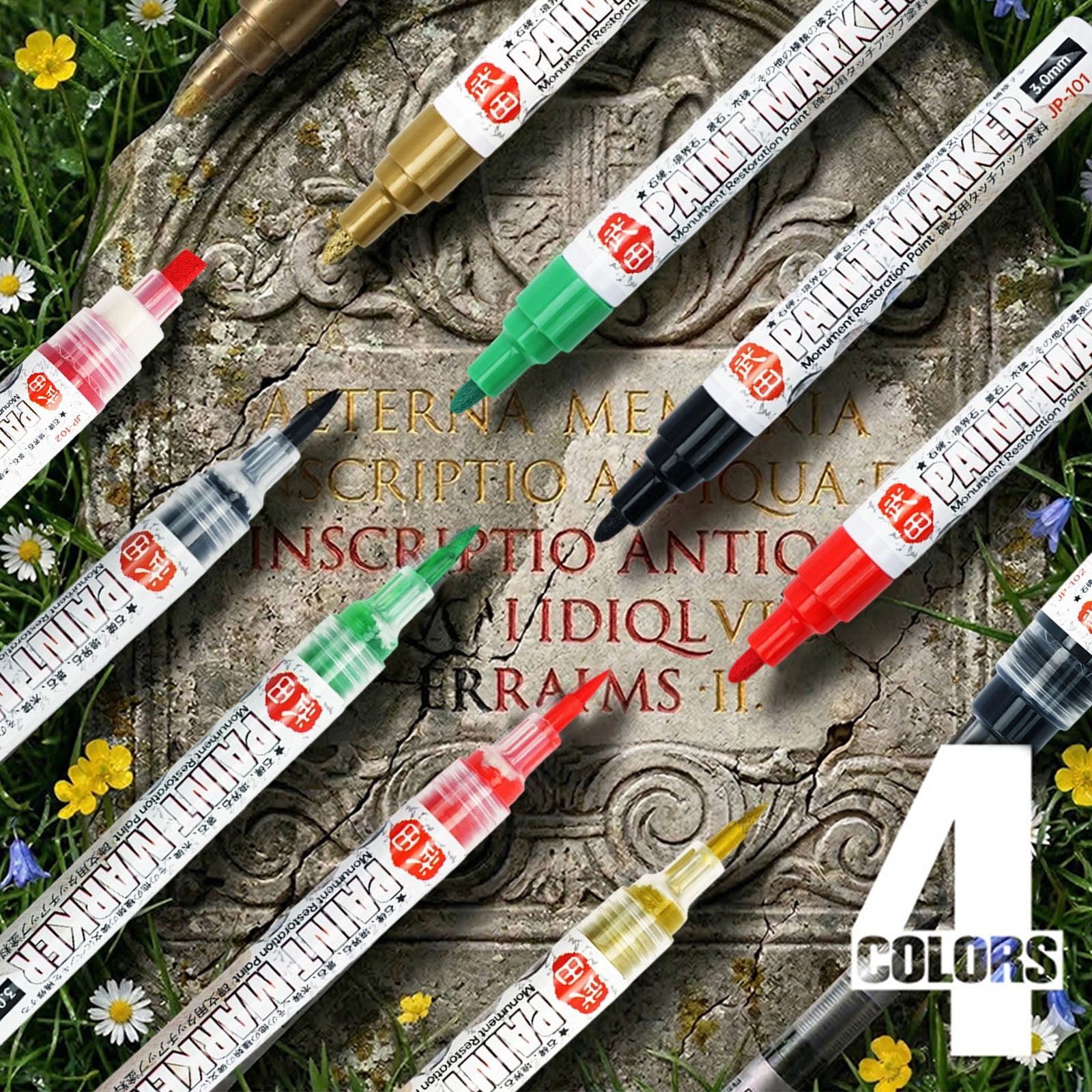 Stone Tablet Touch Up Pen,0.5mm Tip,Waterproof Heat Resistant Engraving Refinishing Marker,for Tombstone Memorial Granite, 5.59"×0.59",1PC,Gold