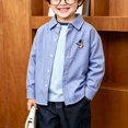 thumbnail image 2 of felwors Toddler Children's Cotton Shirts for Boys and Girls Long Sleeved Lapel Tops Baby Button Coats Casual Cartoon (Sky Blue,5-6 Years), 2 of 7