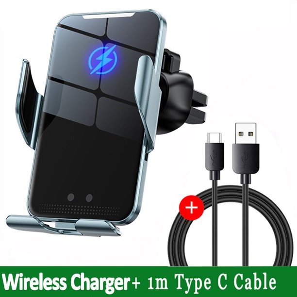 Cargador inalámbrico magnético de 100W para coche, soporte de teléfono para iPhone 14, 13, 12, Samsung, inducción infrarroja, carga rápida"Blue with cable" Fivean Soporte para teléfono de coche