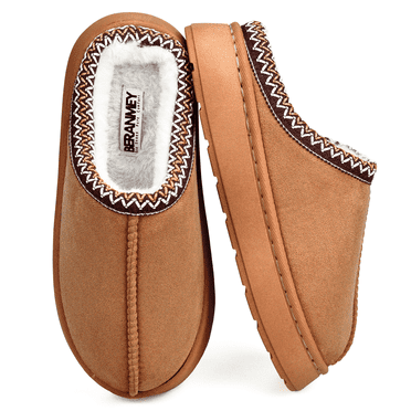 BERANMEY Cozy Platform Fuzzy Slippers for Women and Men Short Ankle Slippers with Anti-Slip Sole Lined with Warm Furry Perfect for Indoor & Outdoor Use