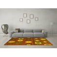 thumbnail image 3 of Ahgly Company Machine Washable Indoor Round Abstract Yellow Contemporary Area Rugs, 3' Round, 3 of 4