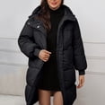 thumbnail image 4 of Women's 2025 Long Puffer Hooded Coat, Knee-Length Thickened Winter Jacket, Oversized Quilted Parka, Loose Fit Warm Coat, Casual Winter Outerwear Black XL, 4 of 6