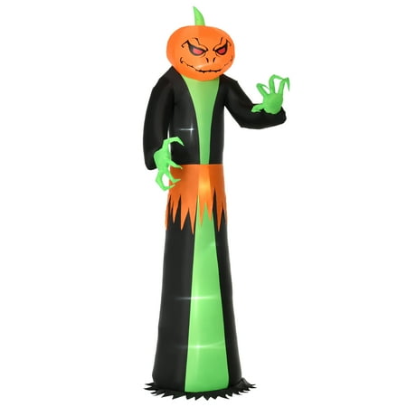 HOMCOM 9 ft Inflatable Halloween Pumpkin Outdoor LED Lighted Party Decorations