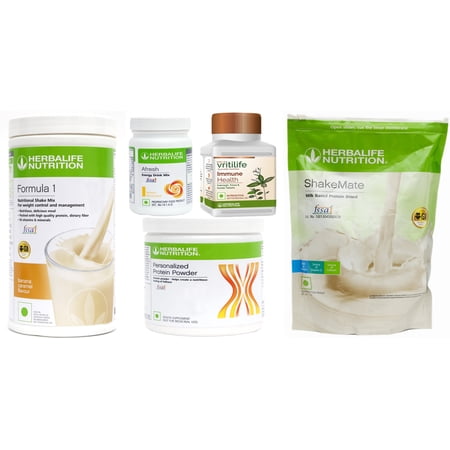 FABULOUS WEIGHT LOSS AND IMMUNITY COMBO OF FORMULA-1 BANANA CARAMEL + PERSONALIZED PROTEIN POWDER 200GM + AFRESH CINEMON + IMMUNE HEALTH + SHAKEMATE - SET OF 5
