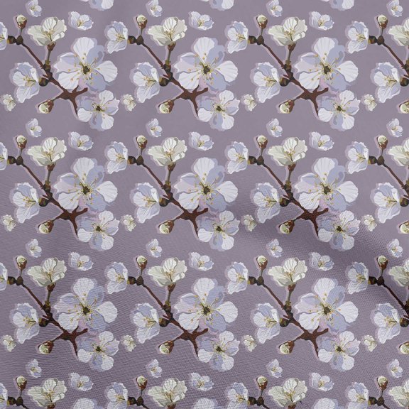 oneOone Polyester Spandex Purple Fabric Asian Chinese Floral Fabric For Sewing Printed Craft Fabric By The Yard 56 Inch Wide
