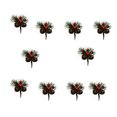 thumbnail image 1 of Christmas Pine Cone Snowy Picks Simulation Berry Pendant 10pcs PVC Florist Decoration DIY Mini Artificial Plant, 1 of 6