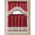 thumbnail image 1 of Sapphire Home 3 Piece Kitchen Curtain Linen set-2 Tiers 30" W Total Width 60"x36" L and 1 Swag Valance 60" W x 36" L-Solid Embroidery Kitchen Curtain Dcor Linen Short PanelsKC,Strawberry,Burgundy, 1 of 1