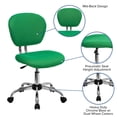 thumbnail image 2 of Mid-Back Bright Green Mesh Padded Swivel Task Chair with Chrome Base, 2 of 9
