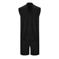 thumbnail image 3 of Miqool Mens Summer Beach Outfits 2 Piece Shorts Sets Sleeveless Lace-Up Shirts and Shorts Set Sweatsuit Track Suits with Pockets, 3 of 5
