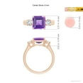 thumbnail image 4 of ANGARA Natural Square Emerald-Cut 2 ct Amethyst and Diamond Three Stone Ring in 14K Rose Gold for Women (Size-8mm) | February Birthstone, Anniversary, Jewelry Gift for Women | Natural Amethyst Ring, 4 of 9