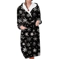 thumbnail image 1 of Women's Fleece Plush Robe Long Warm Plush Bathrobe Loungewear Jacket Printed Comfort Robe, 1 of 5
