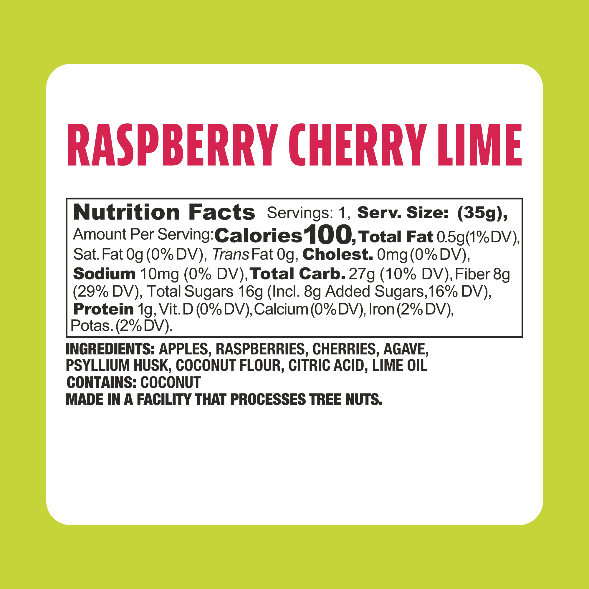 Garden Bar Raspberry Cherry Lime Dehydrated Fruit Jerky 12 Count