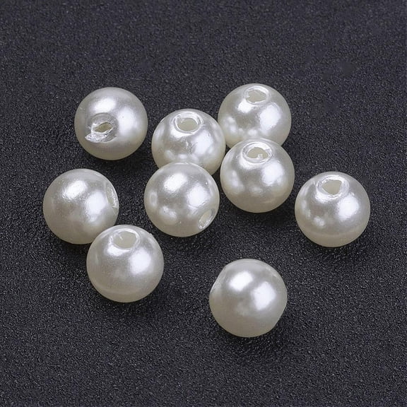 200 pc Creamy White Round Chunky Imitation Loose Acrylic Pearl Beads 8mm Hole: 1.8~2mm