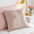 thumbnail image 5 of Easter Garland Bunny Throw Pillow Cover, 18 x 18 Inch Spring Rabbit Holiday Cushion Case Decoration for Sofa Couch, 5 of 6