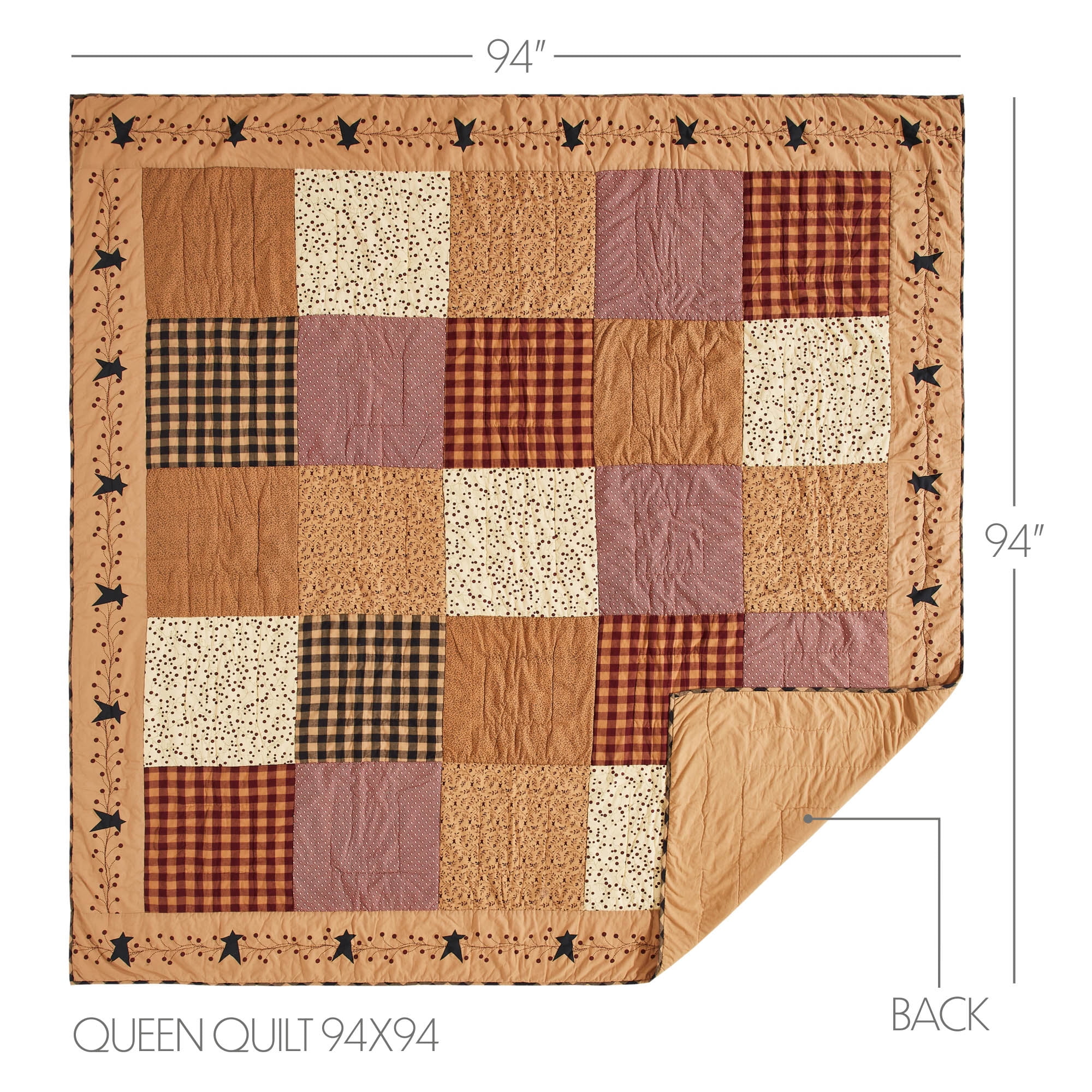 VHC Brands Pip Vinestar 3 Piece Quilt Set (1 Queen Quilt, 2 Standard Shams)