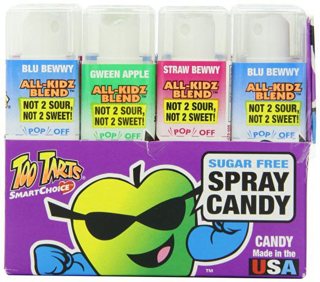 Too Tarts Sugar Free Sour Candy Spray Bottle Assortment (Pack of 12)