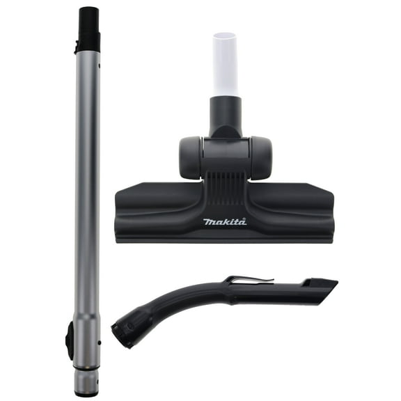Makita (1) 127082-8 Universal Floor Nozzle Assembly, (1) 140G19-0 Aluminum Telescoping Extension Wand, & (1) 127093-3 Bent Pipe for Vacuum XCV09