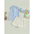 thumbnail image 4 of Kids Girls Shorts Set, Sleeveless Striped Button Closure Vest with Elastic Waist Tie-up Shorts 9 Months-5 Years, 4 of 7